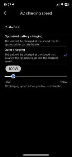 AC charging speed: quiet charging