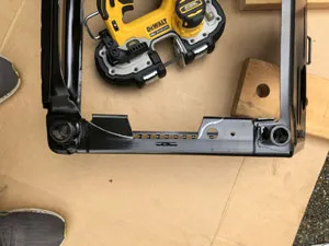 Cutting flanges off seat base which get in the way