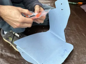 Bent plastic using a heat gun to make air intake splash guard