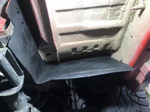 Painted and installed custom splash guard for air intake