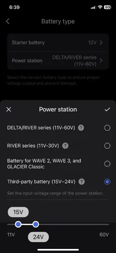 Screenshot of EcoFlow app